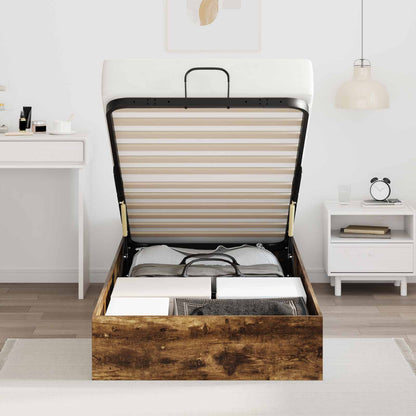 Ottoman Bed Frame Smoked Oak 203 x 90 x 25 cm Engineered Wood