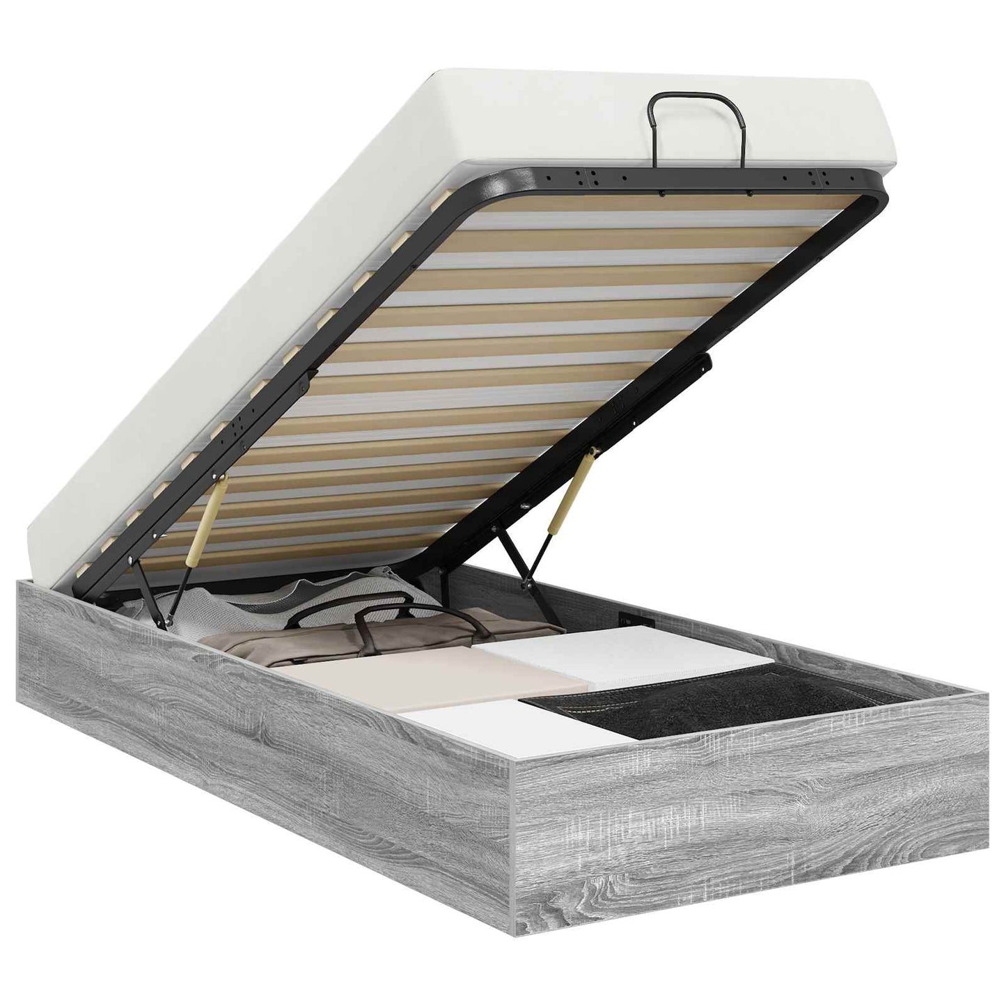 Ottoman Bed Frame Grey Sonoma 203 x 90 x 25 cm Engineered Wood