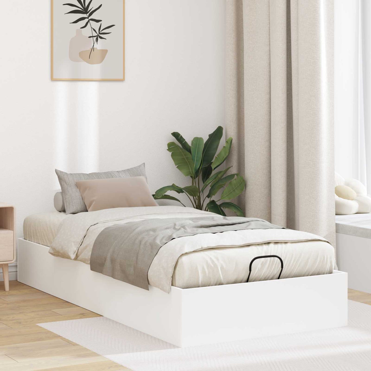 Ottoman Bed Frame White 80.5 x 200 cm Engineered Wood