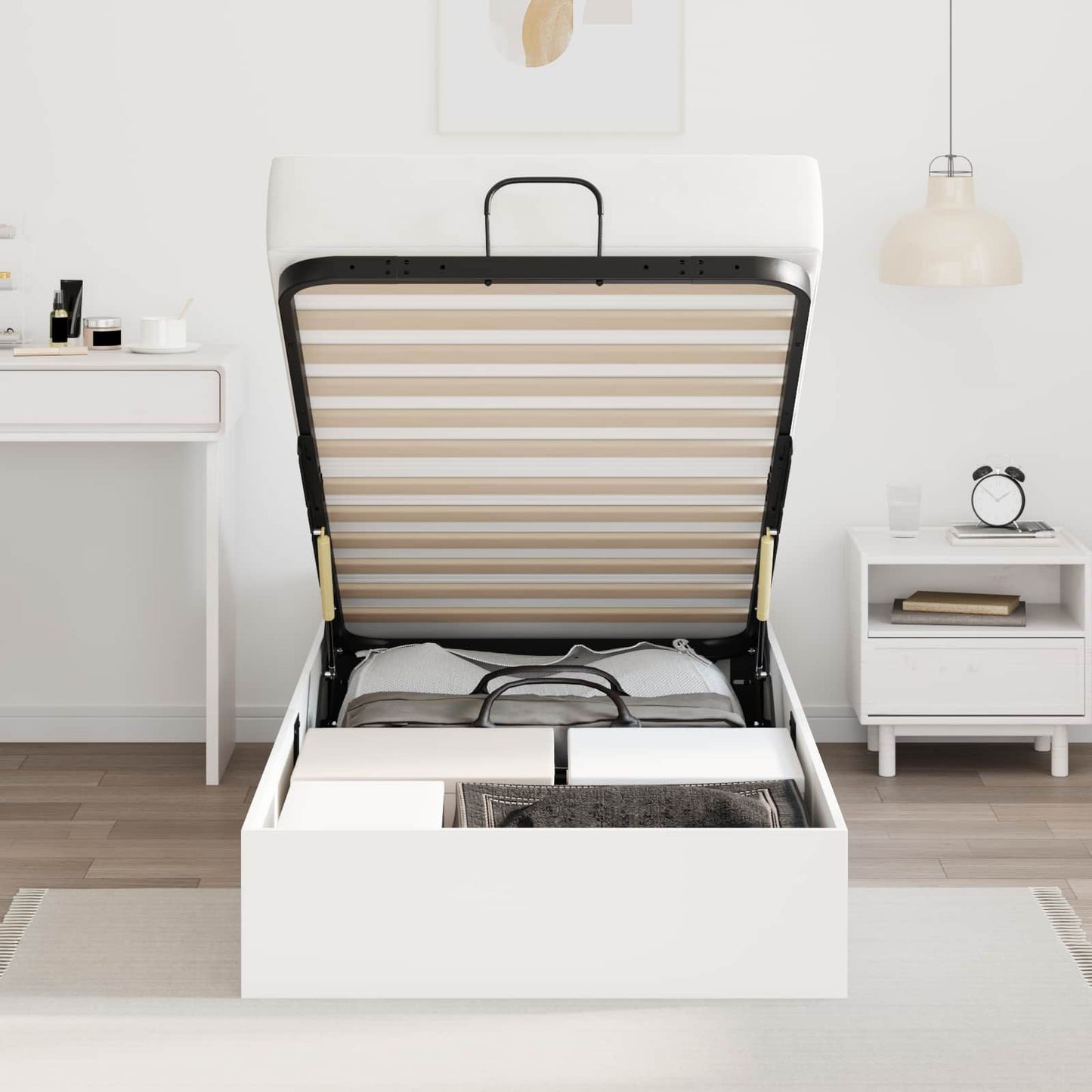 Ottoman Bed Frame White 80.5 x 200 cm Engineered Wood