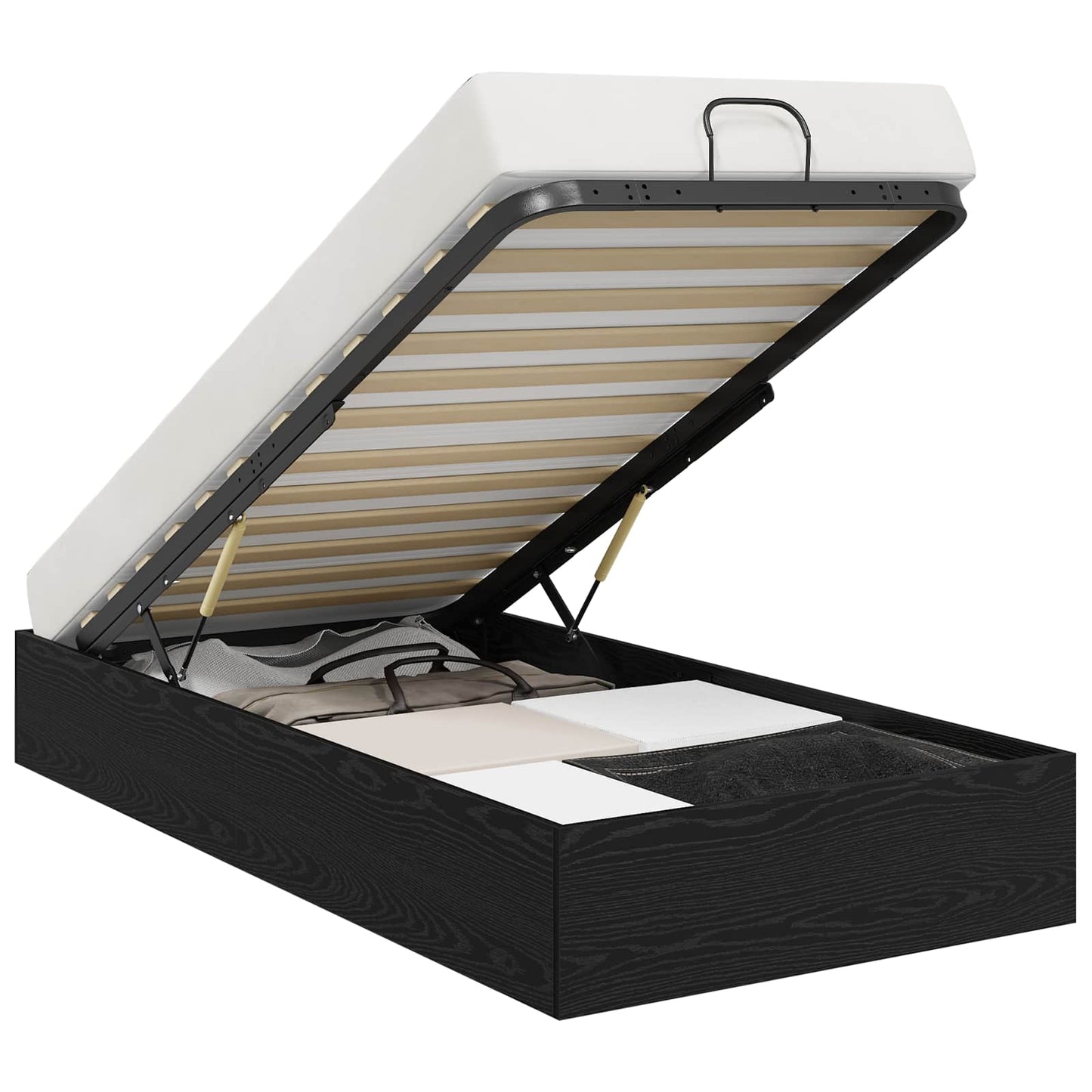 Ottoman Bed Frame Black Oak 80.5 x 200 cm Engineered Wood