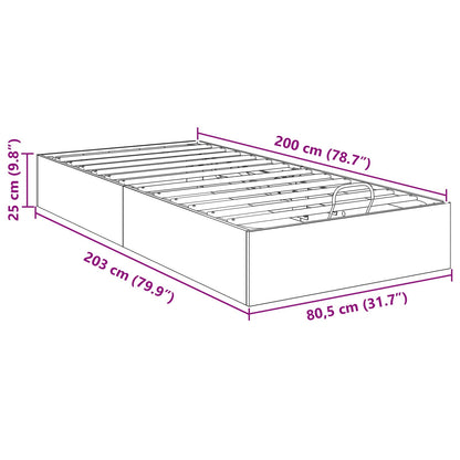 Ottoman Bed Frame Black Oak 80.5 x 200 cm Engineered Wood