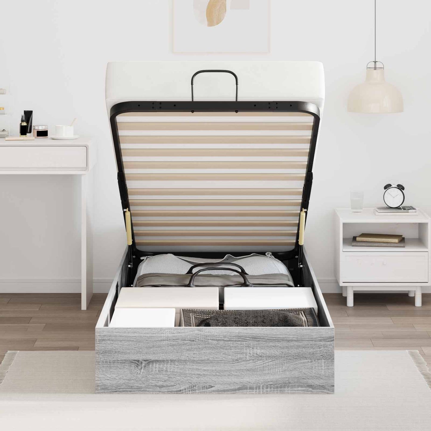 Ottoman Bed Frame Grey Sonoma 80.5 x 200 cm Engineered Wood