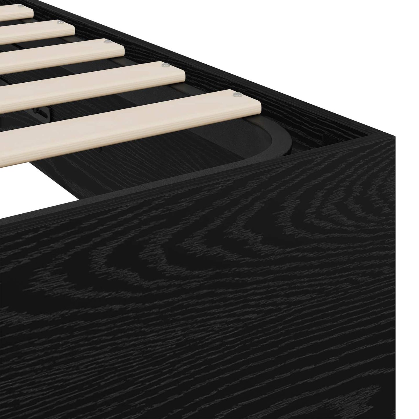 Ottoman Bed Frame Black Oak 193 x 140 x 25 cm Engineered Wood