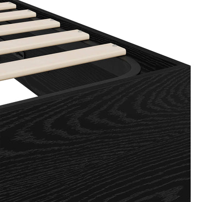Ottoman Bed Frame Black Oak 193 x 140 x 25 cm Engineered Wood