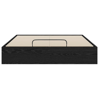 Ottoman Bed Frame Black Oak 193 x 140 x 25 cm Engineered Wood