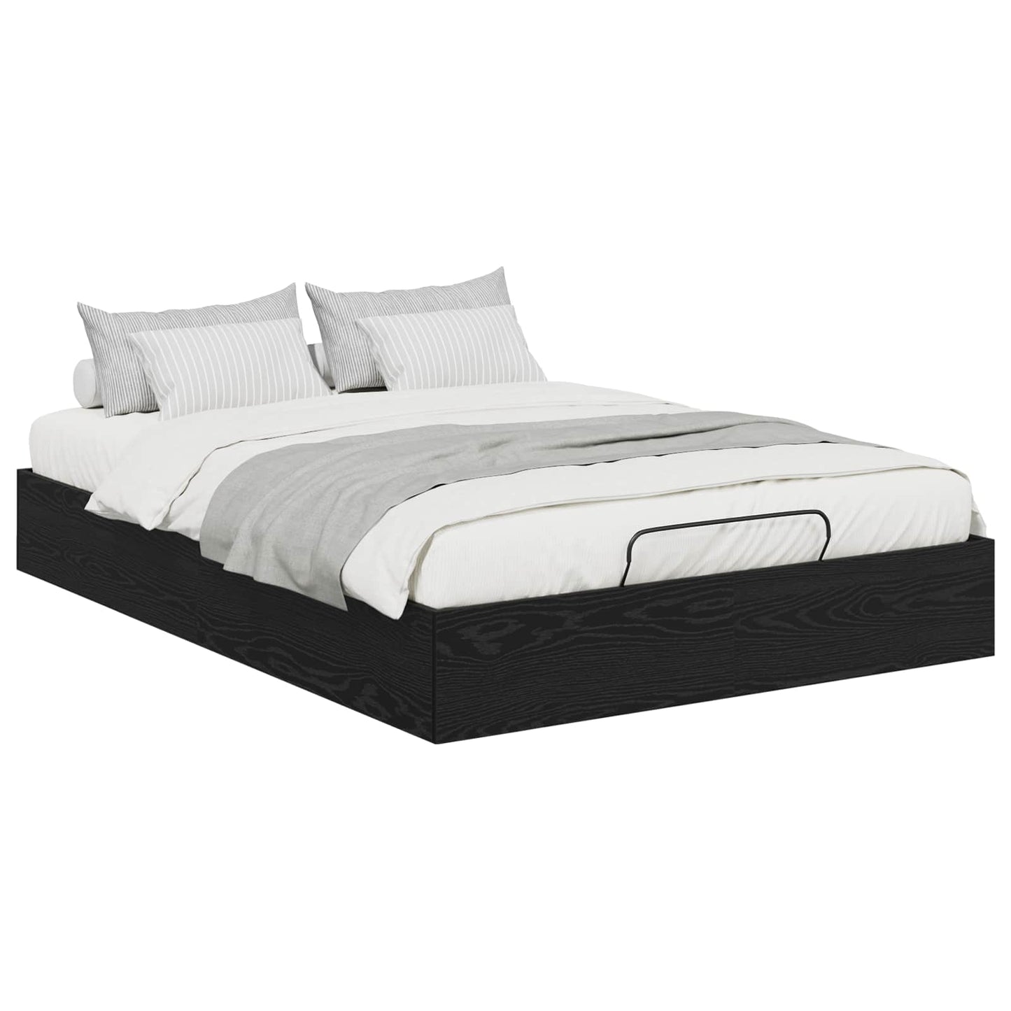 Ottoman Bed Frame Black Oak 193 x 140 x 25 cm Engineered Wood