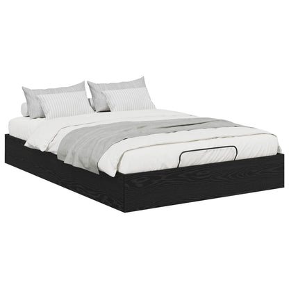 Ottoman Bed Frame Black Oak 193 x 140 x 25 cm Engineered Wood