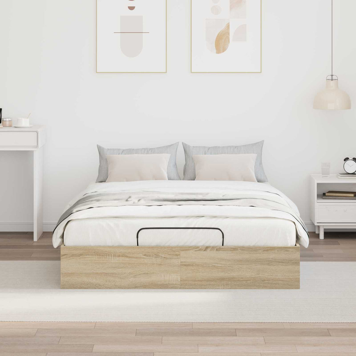 Ottoman Bed Frame Sonoma Oak 140 x 190 cm Engineered Wood