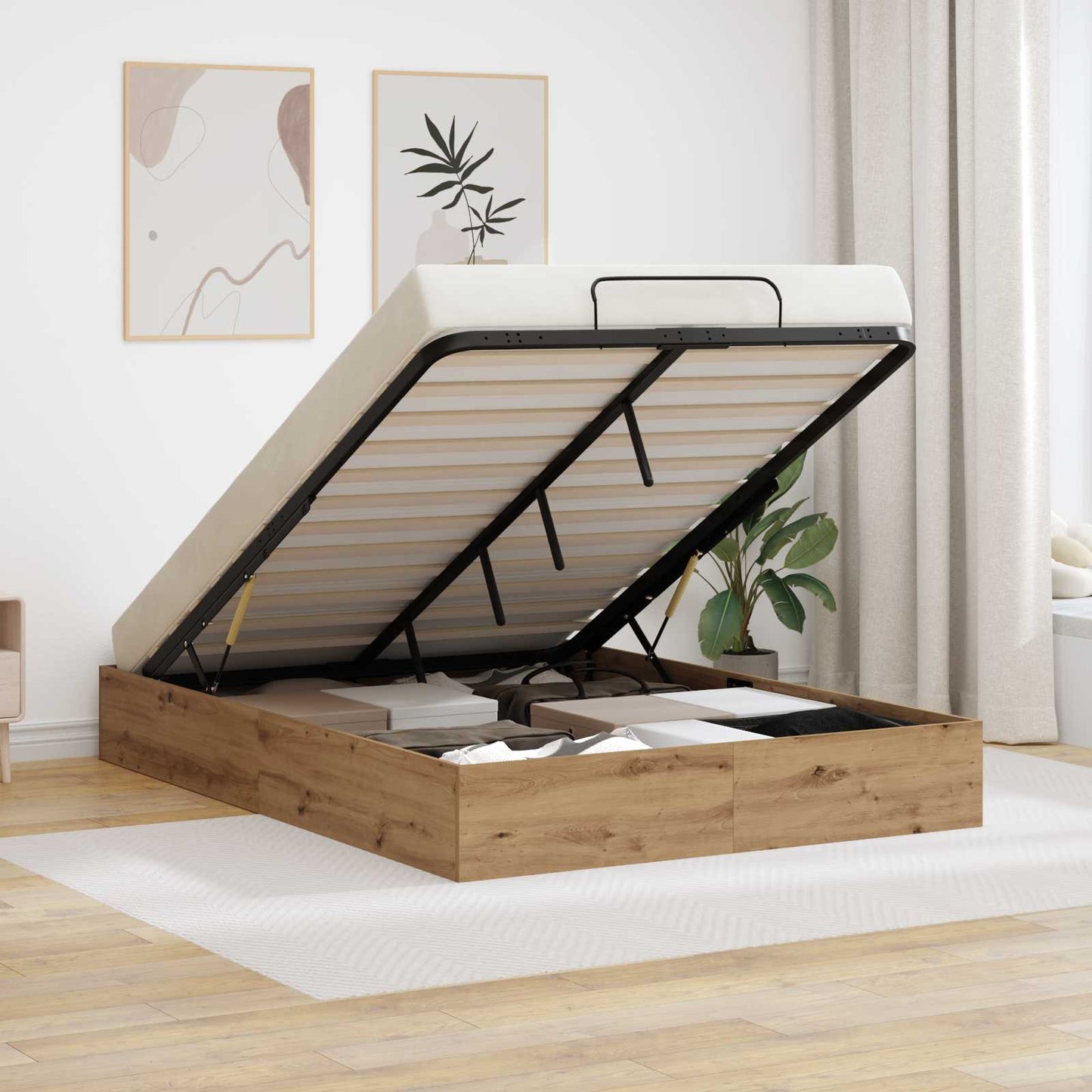 Ottoman Bed Frame Artisan Oak 140 x 200 cm Engineered Wood