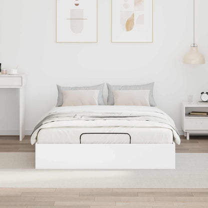 Ottoman Bed Frame White 193 x 135 x 25 cm Engineered Wood
