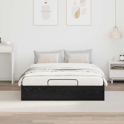 Ottoman Bed Frame Black Oak 193 x 135 x 25 cm Engineered Wood