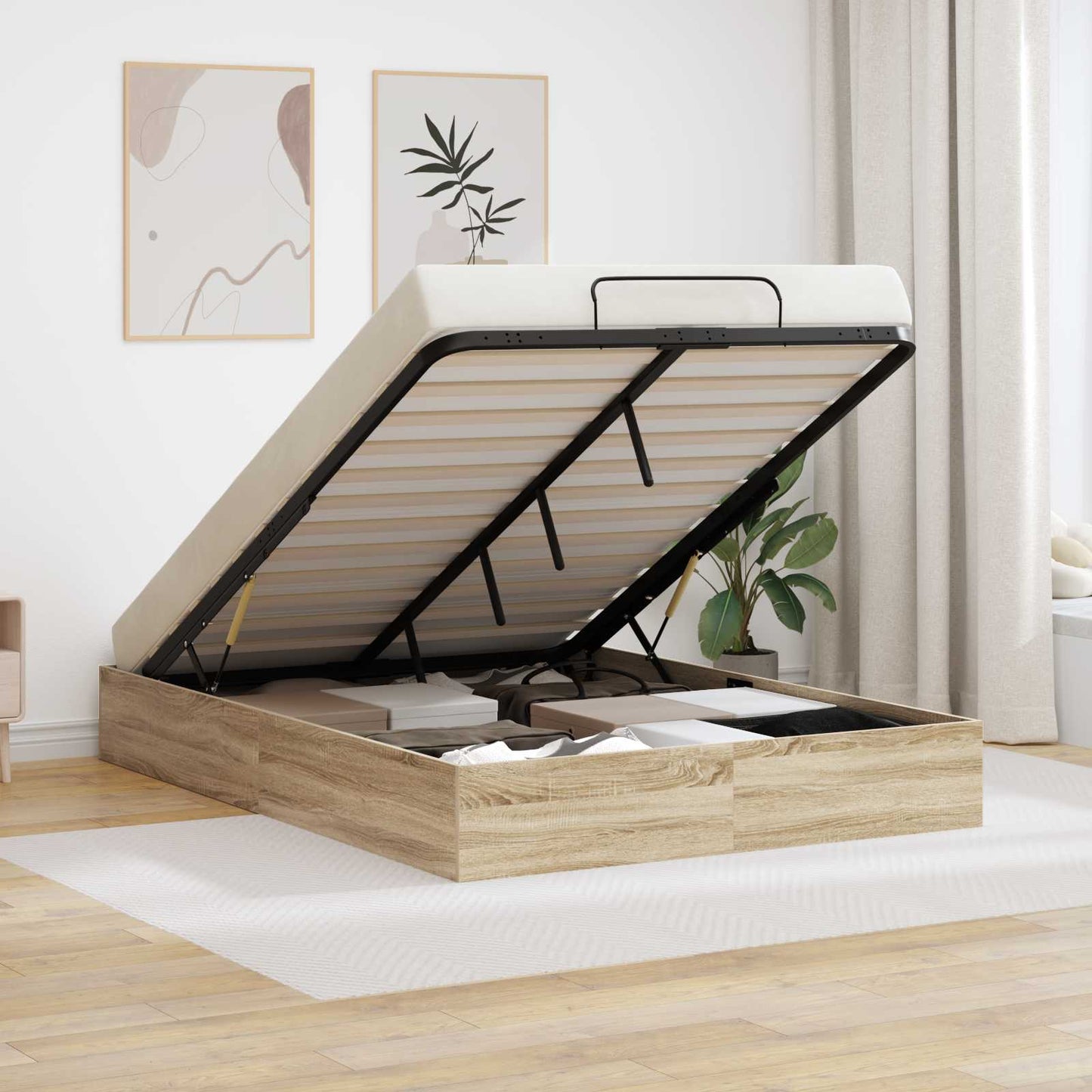 Ottoman Bed Frame Sonoma Oak 193 x 135 x 25 cm Chipboard