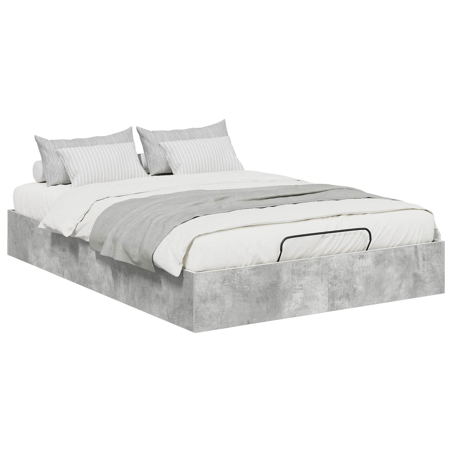 Ottoman Bed Frame Concrete Grey 135 x 190 cm Engineered Wood