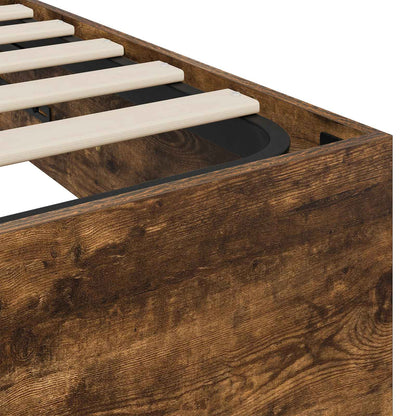 Ottoman Bed Frame Smoked Oak 193 x 135 x 25 cm Engineered Wood
