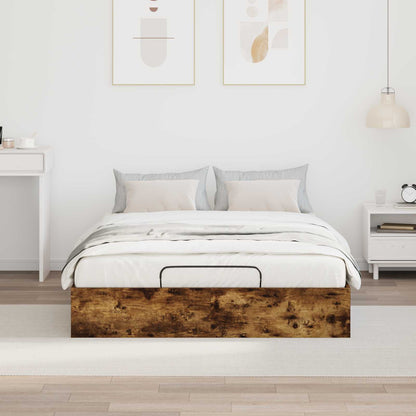 Ottoman Bed Frame Smoked Oak 193 x 135 x 25 cm Engineered Wood