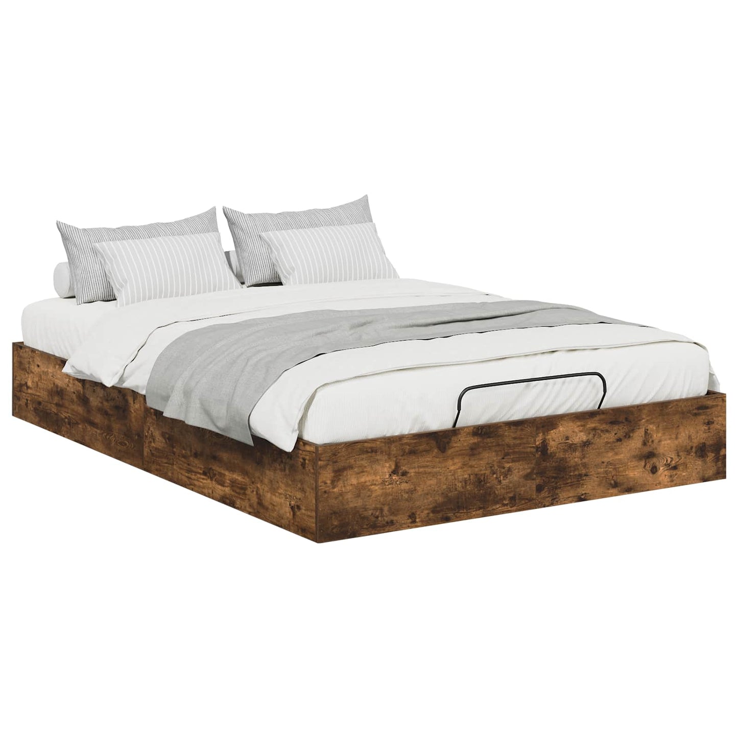 Ottoman Bed Frame Smoked Oak 193 x 135 x 25 cm Engineered Wood