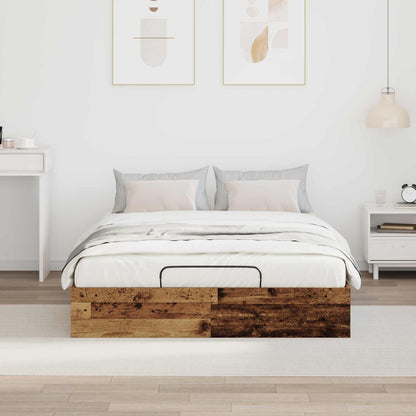 Ottoman Bed Frame Old Wood 193 x 135 x 25 cm Engineered Wood