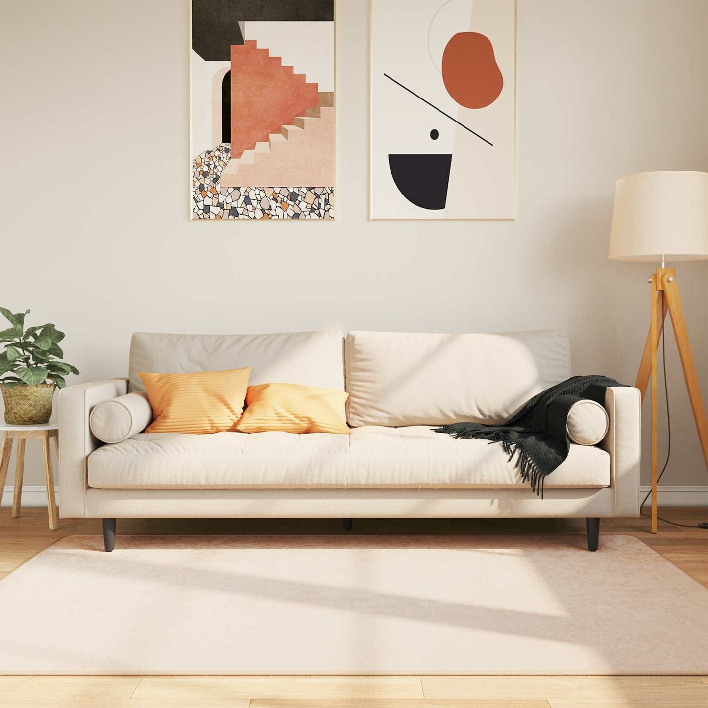 Rug Runner MARSA Cream 120 x 170 cm Polyester and PVC