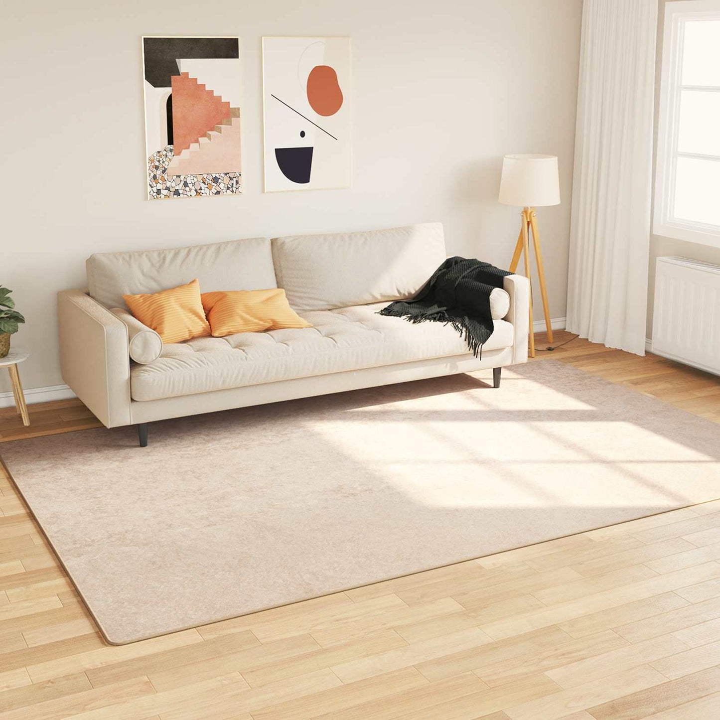 Rug Runner MARSA Cream 150 x 230 cm Polyester and PVC