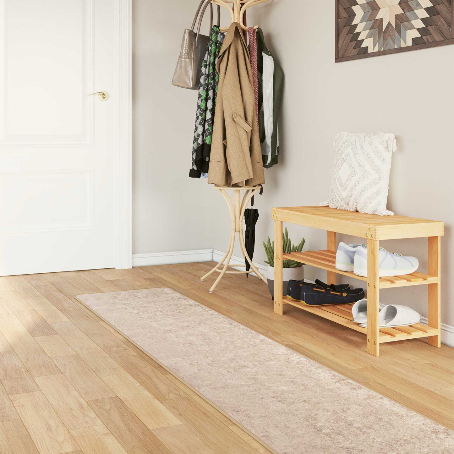 Rug Runner MARSA Beige 50 x 350 cm Polyester and PVC