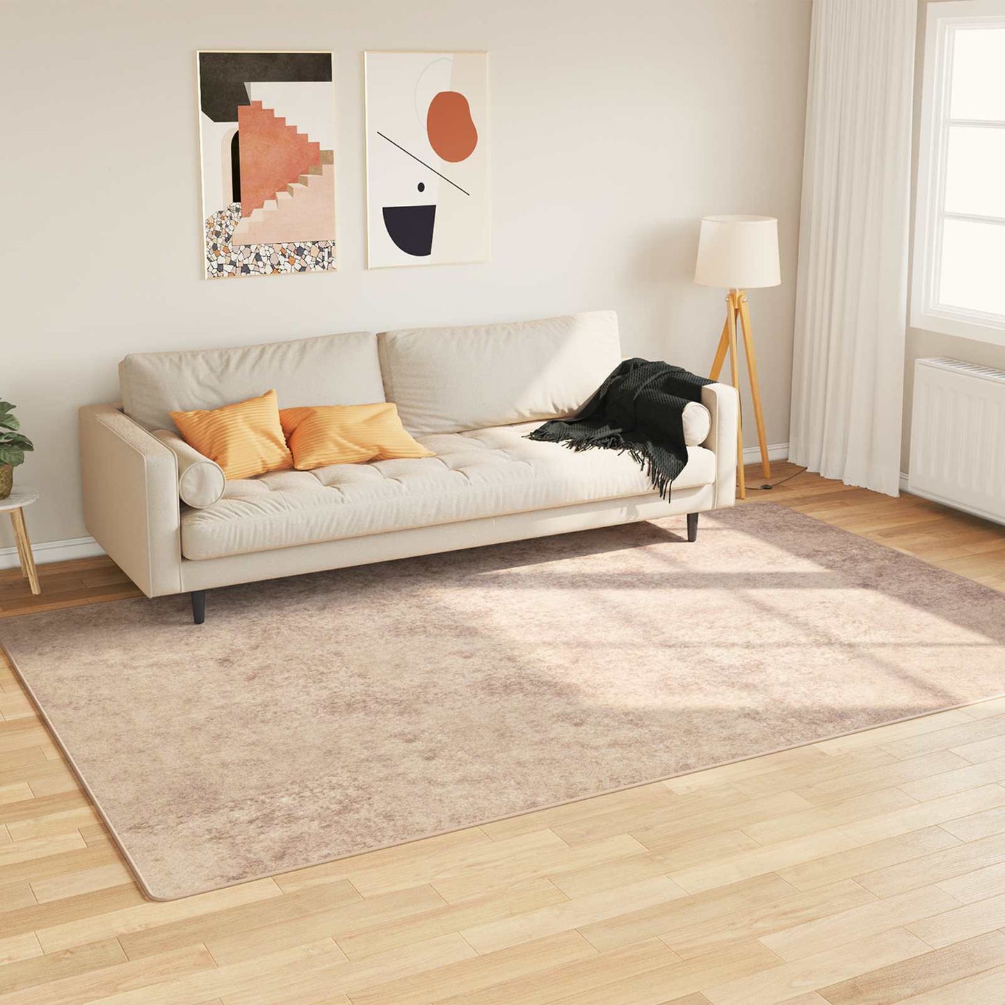 Rug Runner MARSA Beige 190 x 300 cm Polyester and PVC