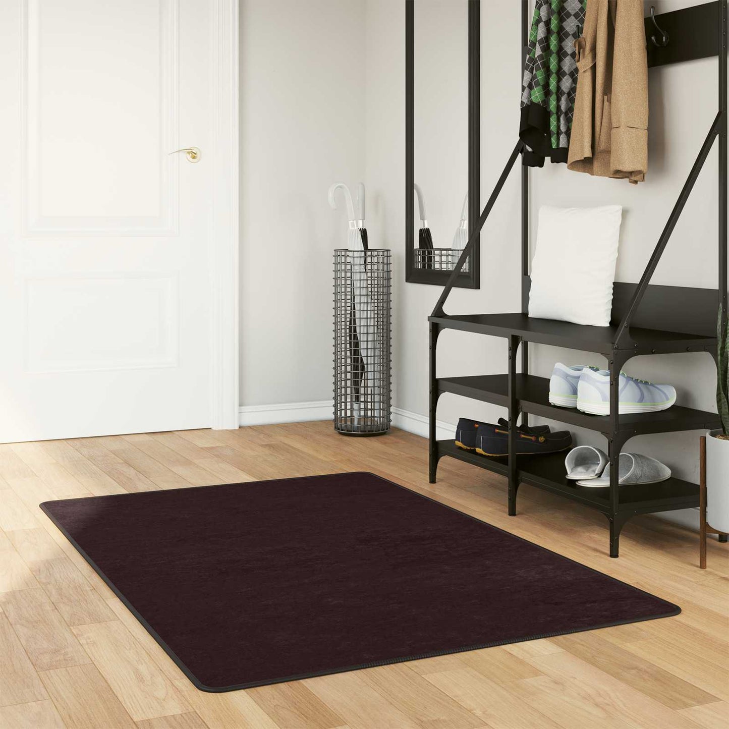 Rug Runner MARSA Anthracite 80 x 100 cm Polyester and PVC