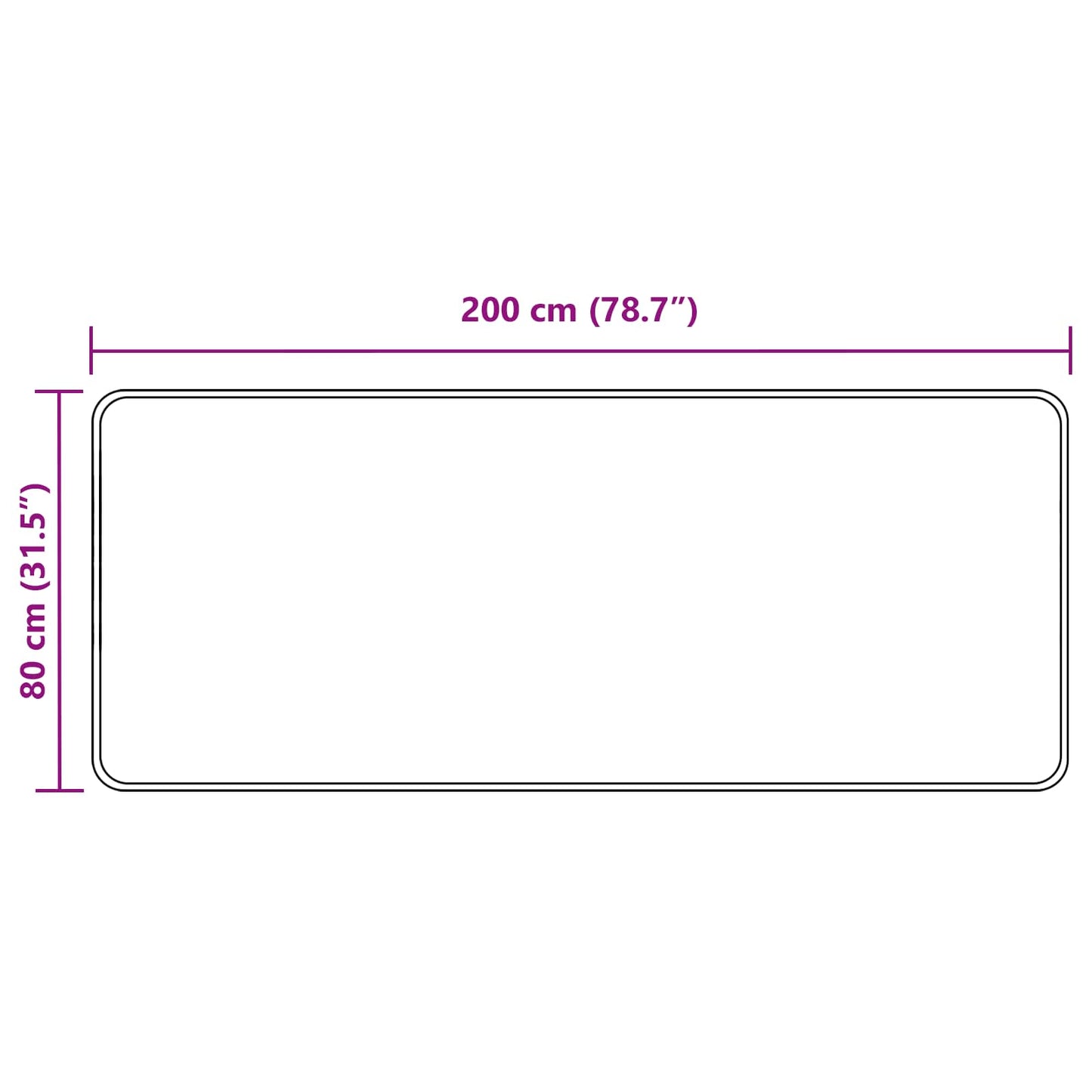 Rug Runner MARSA Grey 80 x 200 cm Polyester and PVC
