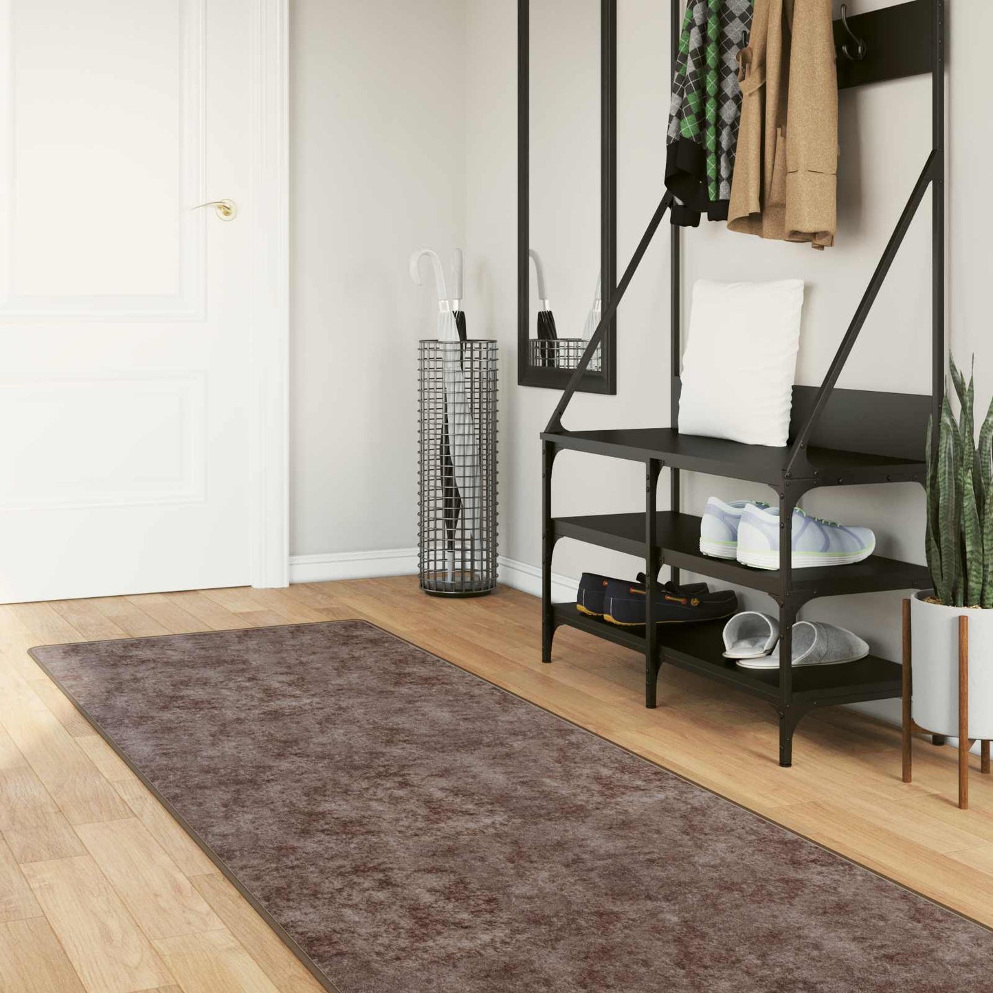 Rug Runner MARSA Grey 80 x 250 cm Polyester and PVC