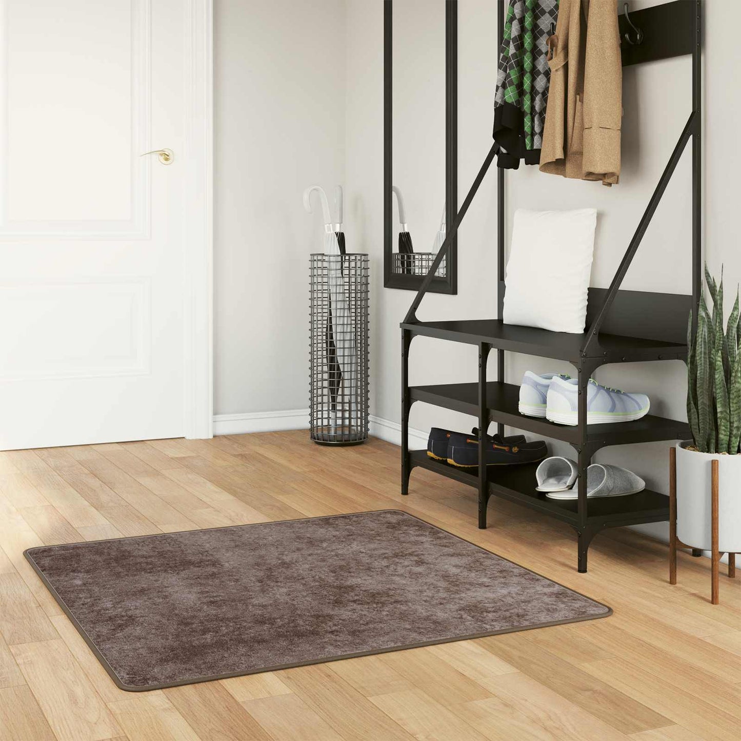 Rug Runner MARSA Grey 100 x 100 cm Polyester and PVC