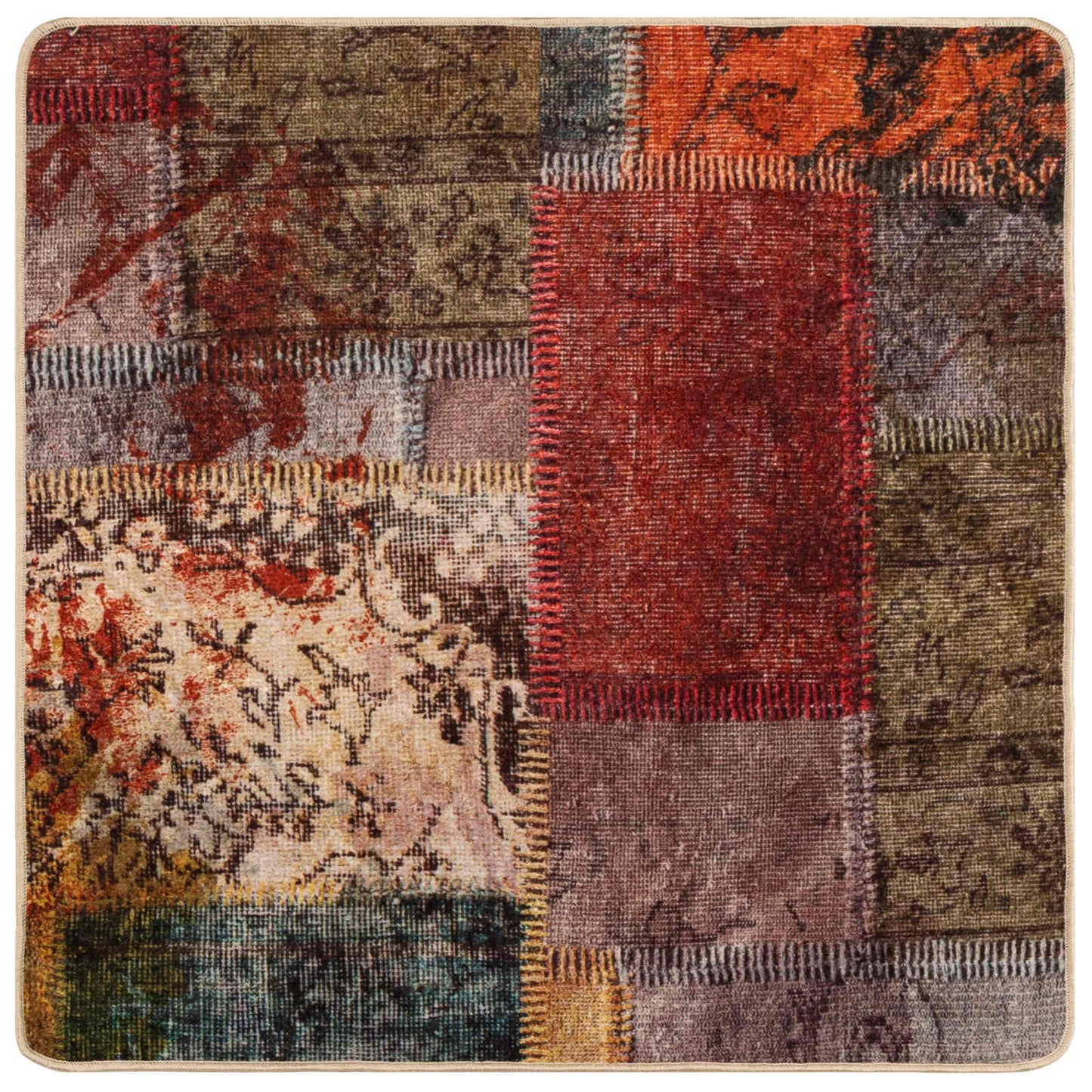 Rug Runner MARSA Multicolour 100 x 100 cm Polyester and PVC