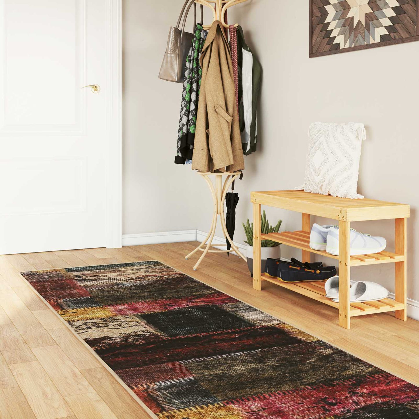 Rug Runner MARSA Multicolour 100 x 250 cm Polyester and PVC