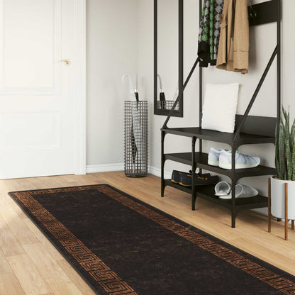 Rug Runner MARSA Black 80 x 250 cm Polyester and PVC