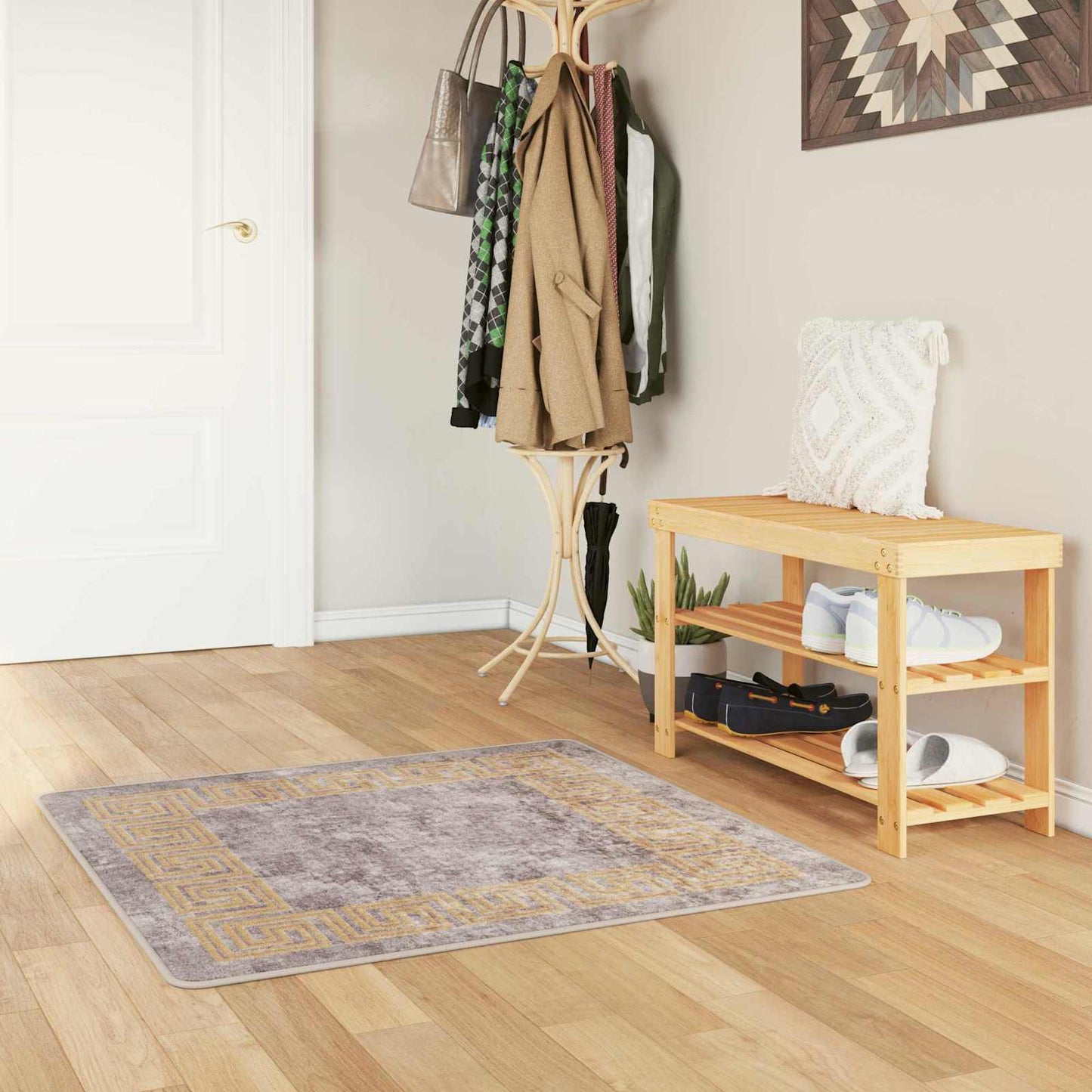 Rug Runner MARSA Grey 100 x 100 cm Polyester and PVC