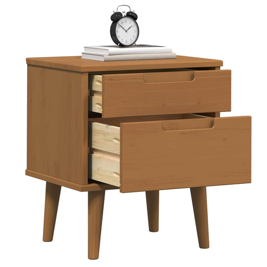 Bedside Cabinet MOLDE Caramel 40 x 35 x 48 cm Solid Pine Wood