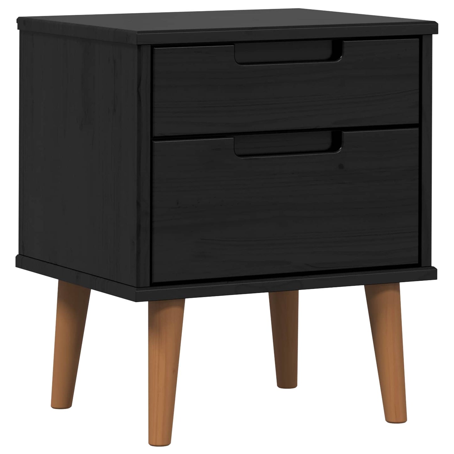 Bedside Cabinet MOLDE Black 40 x 35 x 48 cm Solid Pine Wood