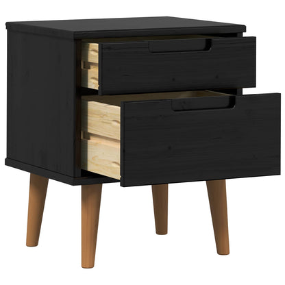Bedside Cabinet Black 40 x 35 x 48 cm Solid Pine Wood