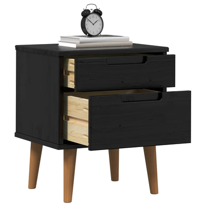 Bedside Cabinet MOLDE Black 40 x 35 x 48 cm Solid Pine Wood