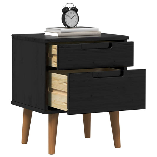 Bedside Cabinet MOLDE Black 40 x 35 x 48 cm Solid Pine Wood