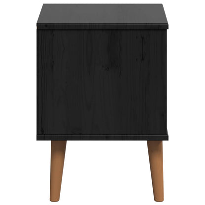 Bedside Cabinet Black 40 x 35 x 48 cm Solid Pine Wood