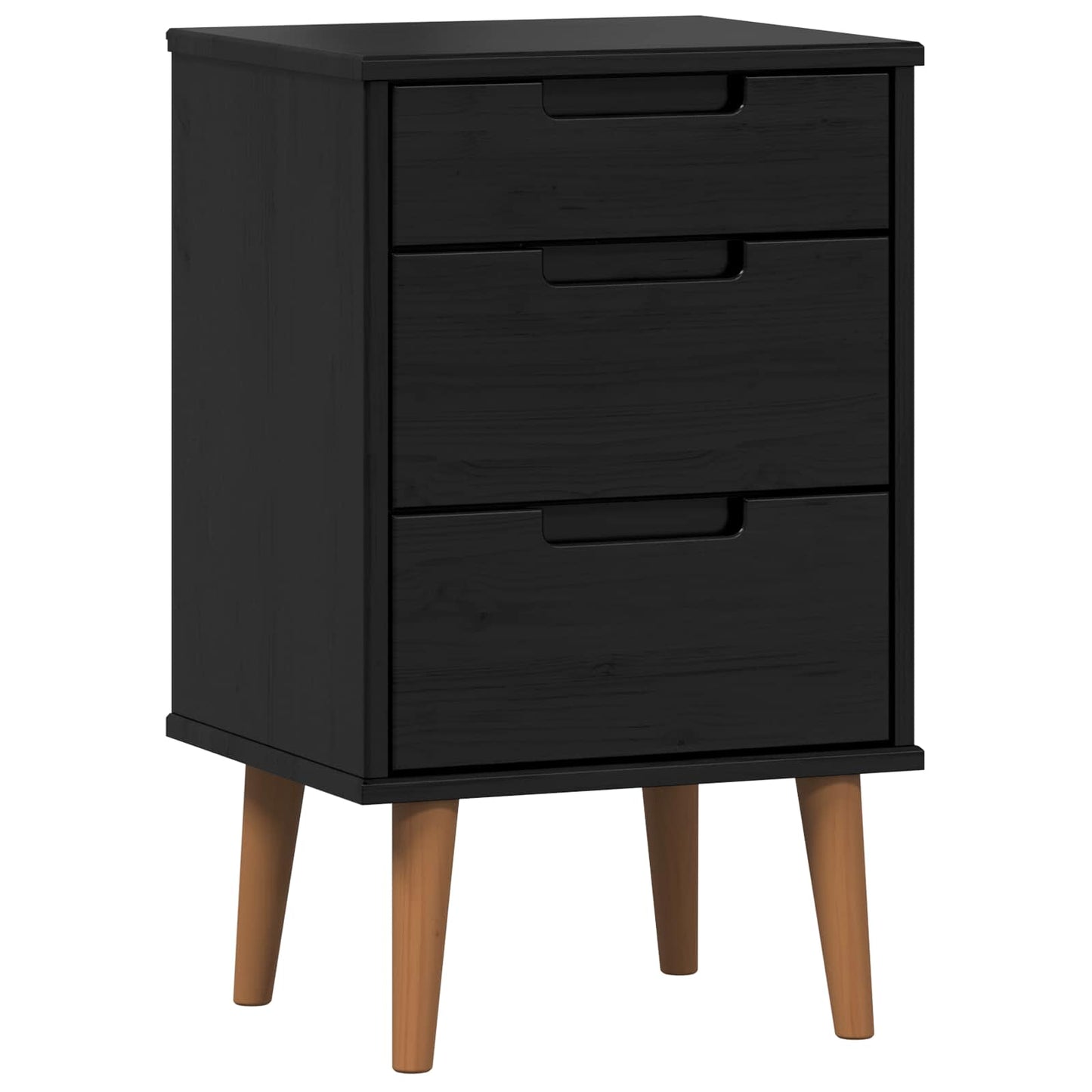 Bedside Cabinet Black 40 x 35 x 65 cm Solid Pine Wood