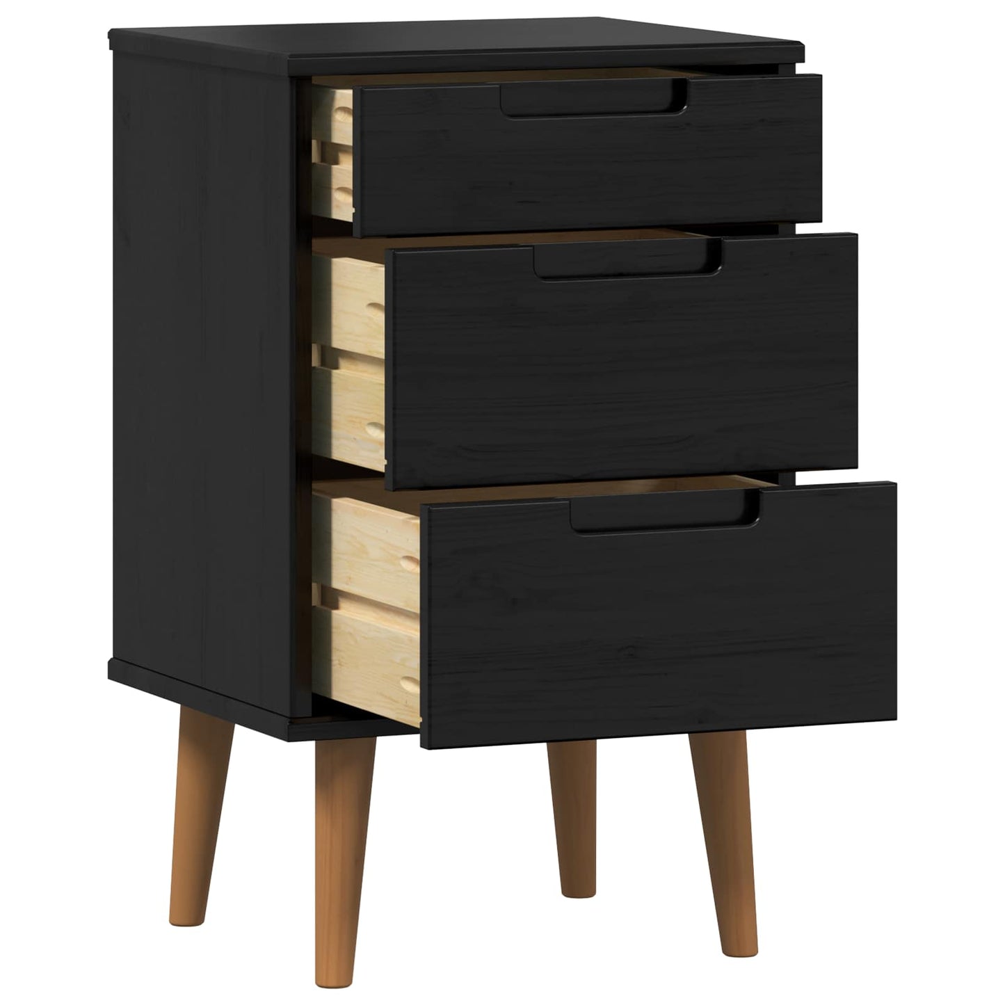 Bedside Cabinet MOLDE Black 40 x 35 x 65 cm Solid Pine Wood