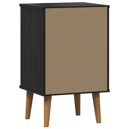 Bedside Cabinet Black 40 x 35 x 65 cm Solid Pine Wood