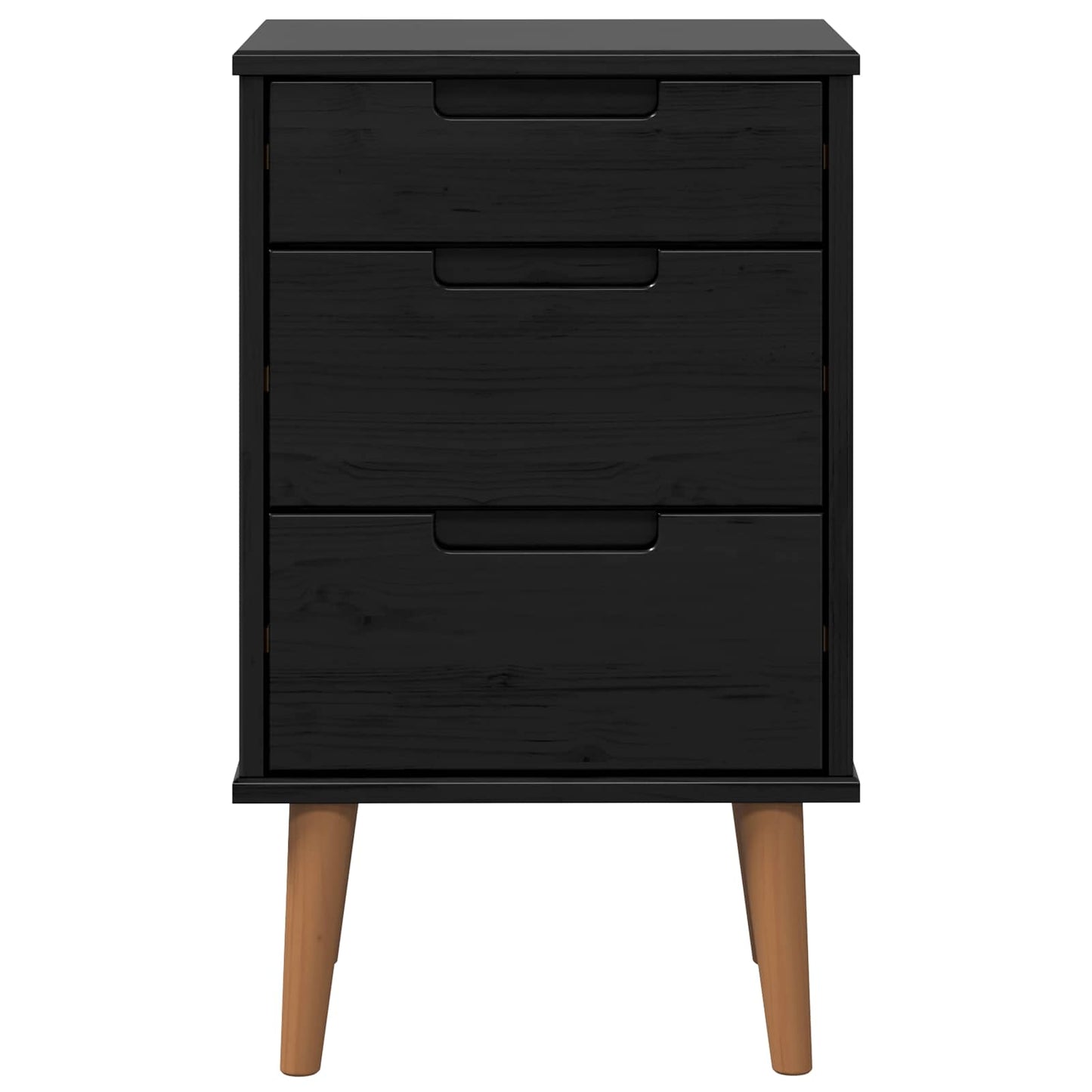 Bedside Cabinet Black 40 x 35 x 65 cm Solid Pine Wood