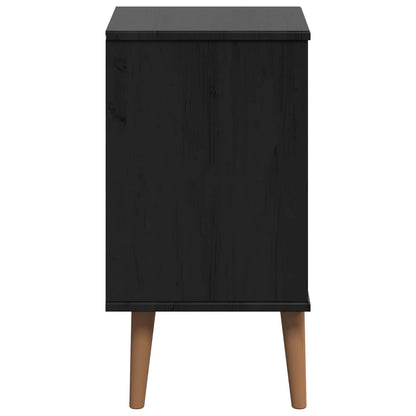 Bedside Cabinet Black 40 x 35 x 65 cm Solid Pine Wood