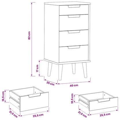 Chest of Drawers MOLDE Caramel 40 x 35 x 82 cm Solid Pine Wood