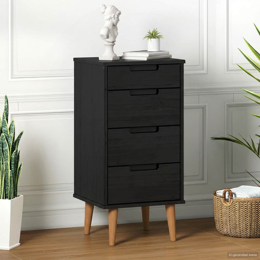 Chest of Drawers MOLDE Black 40 x 35 x 82 cm Solid Pine Wood