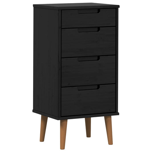 Chest of Drawers MOLDE Black 40 x 35 x 82 cm Solid Pine Wood
