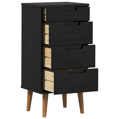 Chest of Drawers MOLDE Black 40 x 35 x 82 cm Solid Pine Wood