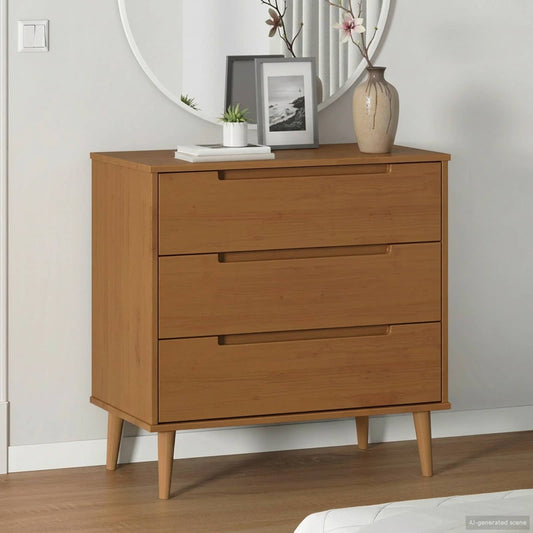 Chest of Drawers MOLDE Caramel 80 x 40 x 80 cm Solid Pine Wood